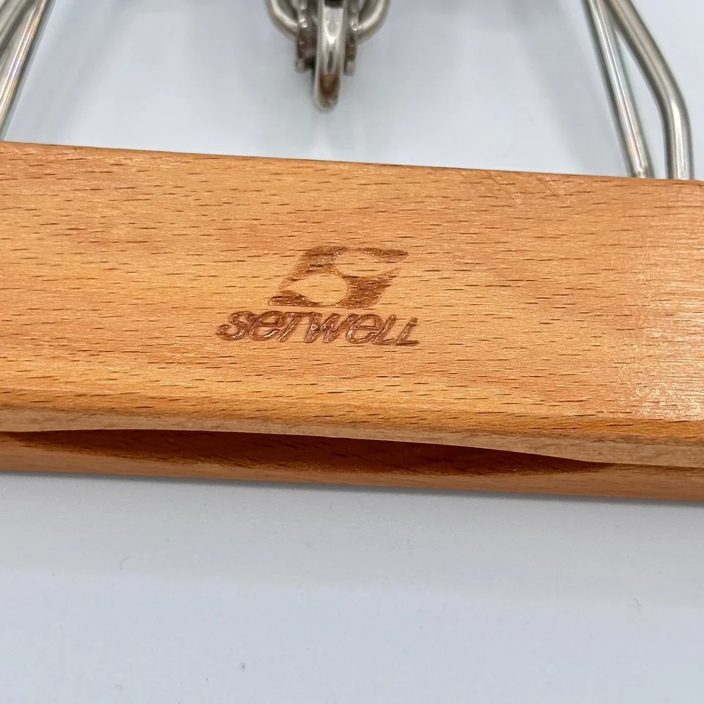 Setwell Wooden Pants Hangers with Clips Set of 2 Vintage Closet Organization